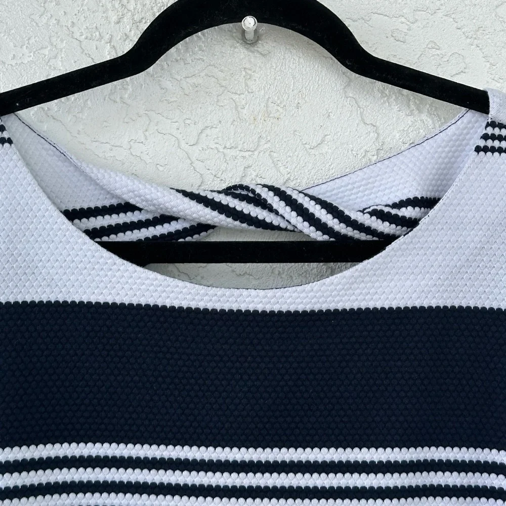 Lilly Pulitzer Bay Stripe Dress Medium Nautical Navy Blue White - Picture 4 of 9